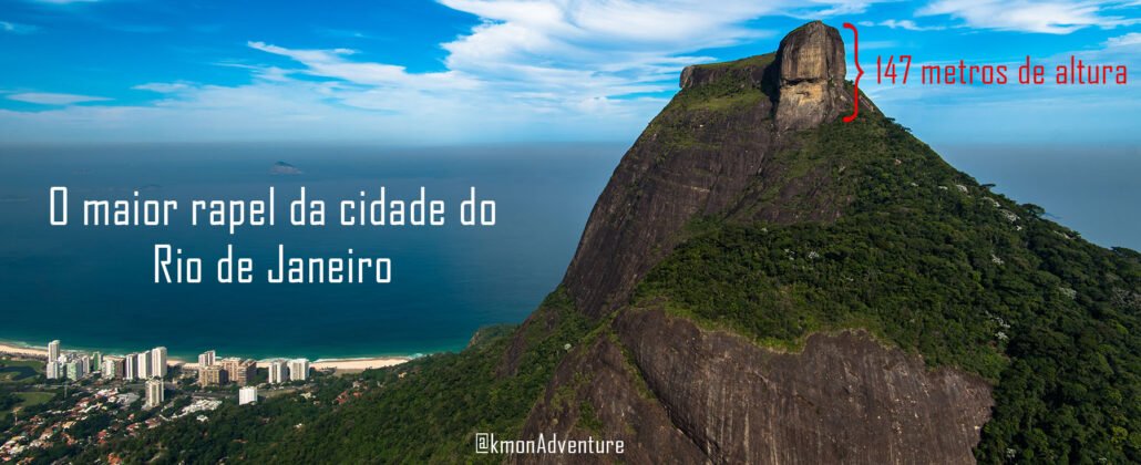 Rapel no Rosto do Imperador - Pedra da Gávea @KmonAdventure - Direito autoral de imagem